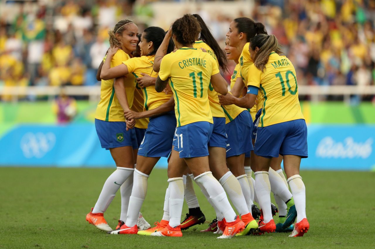 Monica opened the scoring for Brazil in the first half, much to the delight of the home crowd.