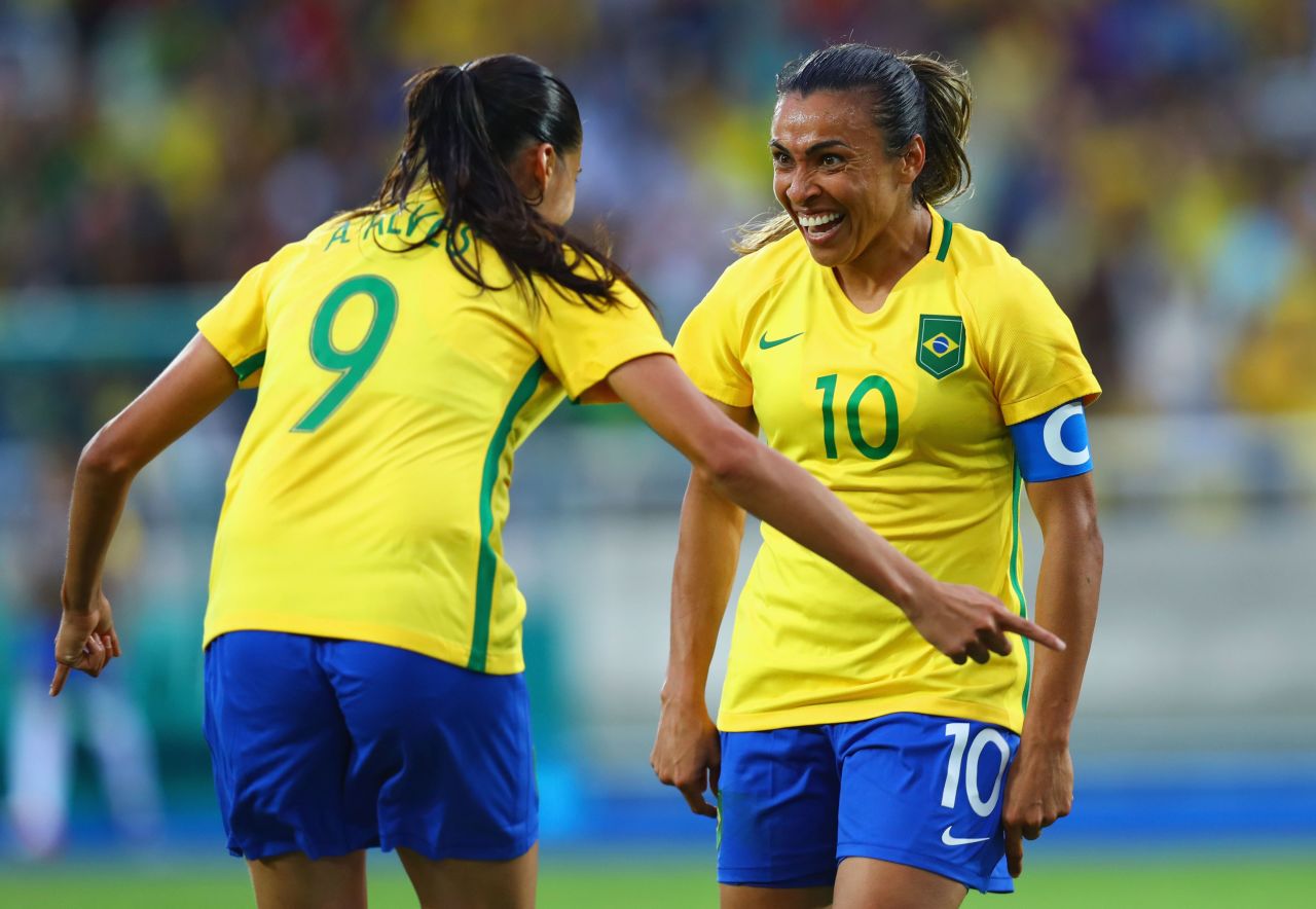 Brazil eventually ran out comfortable 3-0 winners, thanks in part to the performance of Marta. She promises to be one of the stars of the Games for the hosts, having been named FIFA World Player of the Year on five occasions.