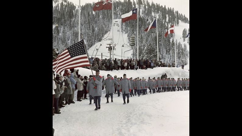 <strong>Squaw Valley, 1960:</strong> When it comes to military looks, there's fashionably military -- cocked berets, flashy epaulettes and such things -- and then there's uncomfortably military. This is the latter.