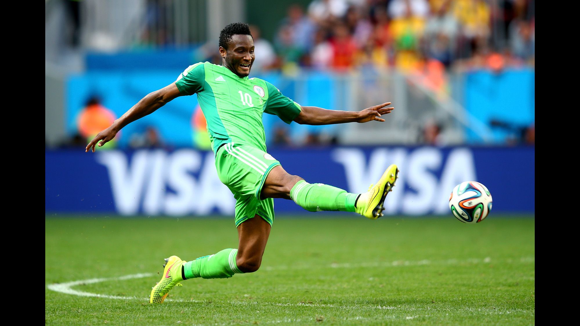 John Obi Mikel of Nigeria in action during the 2014 FIFA World Cup Brazil Round of 16. His team will rush to Brazil this week for the Olympics.