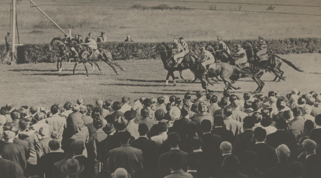 Crowds gather to watch a race in Hoppegarten's glory days.