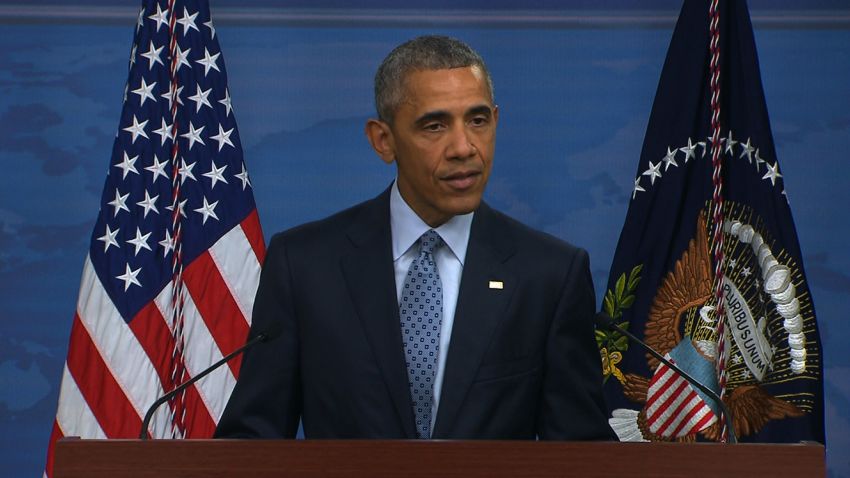 Barack Obama speaks during a press briefing