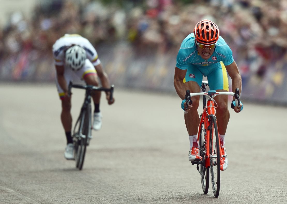 Uran (left) finished just behind Kazakhstan's Alexandre Vinokourov (right) at London 2012