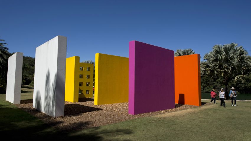 TO GO WITH AFP STORY BY LAURA BONILLA
A work by Brazilian artist Helio Oiticica is displayed at the Inhotim Centre for Contemporary Art in Brumadinho, some 60 km from Belo Horizonte, southeastern Brazil, on August 11, 2015. Considered the world largest center for contemporary open air art with over 20 galleries housing the work of 85 artists of 26 different nationalities, the Inhotim Institute also has one of the greatest botanical collections in the country. AFP PHOTO / Nelson ALMEIDA (Photo credit should read NELSON ALMEIDA/AFP/Getty Images)
