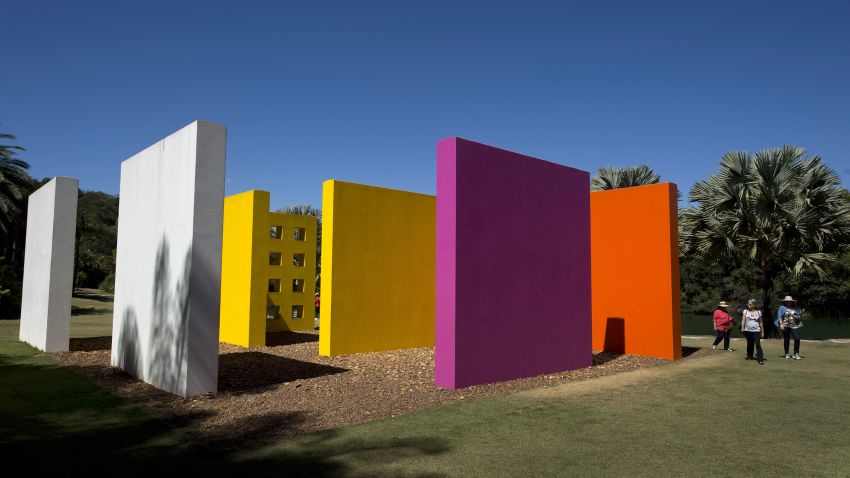 TO GO WITH AFP STORY BY LAURA BONILLA
A work by Brazilian artist Helio Oiticica is displayed at the Inhotim Centre for Contemporary Art in Brumadinho, some 60 km from Belo Horizonte, southeastern Brazil, on August 11, 2015. Considered the world largest center for contemporary open air art with over 20 galleries housing the work of 85 artists of 26 different nationalities, the Inhotim Institute also has one of the greatest botanical collections in the country. AFP PHOTO / Nelson ALMEIDA        (Photo credit should read NELSON ALMEIDA/AFP/Getty Images)