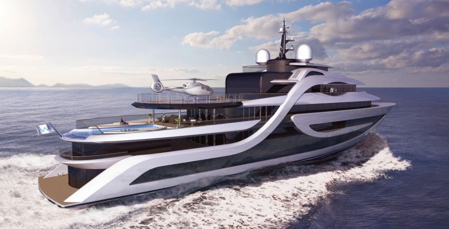 Waugh has designed several superyacht concepts. <a href="index.php?page=&url=http%3A%2F%2Fwww.andywaugh.co.uk%2Fconcepts%2Fexpedition%2F%23" target="_blank" target="_blank">Expedition</a> "is a high-volume 75-meter explorer yacht with unparalleled levels of accommodation," he says. It features a permanent helipad, heli-garage, spa with sauna, steam room and massage room. It also has a private cinema and an infinity pool.