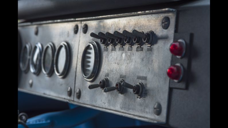 The interior dashboard switches of a race car