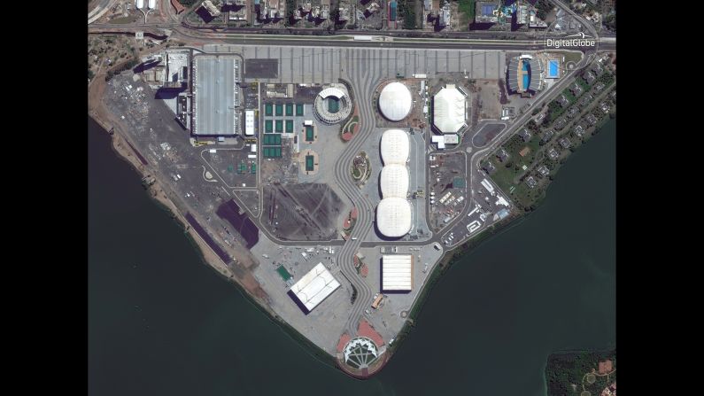 Satellite images, from 2012 to today, show the construction of the Barra Olympic Park in Rio de Janeiro.