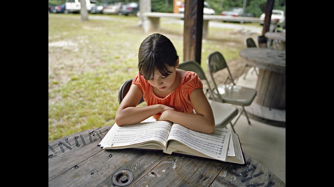 Jenna Frye reads music in Carrollton, Georgia. 