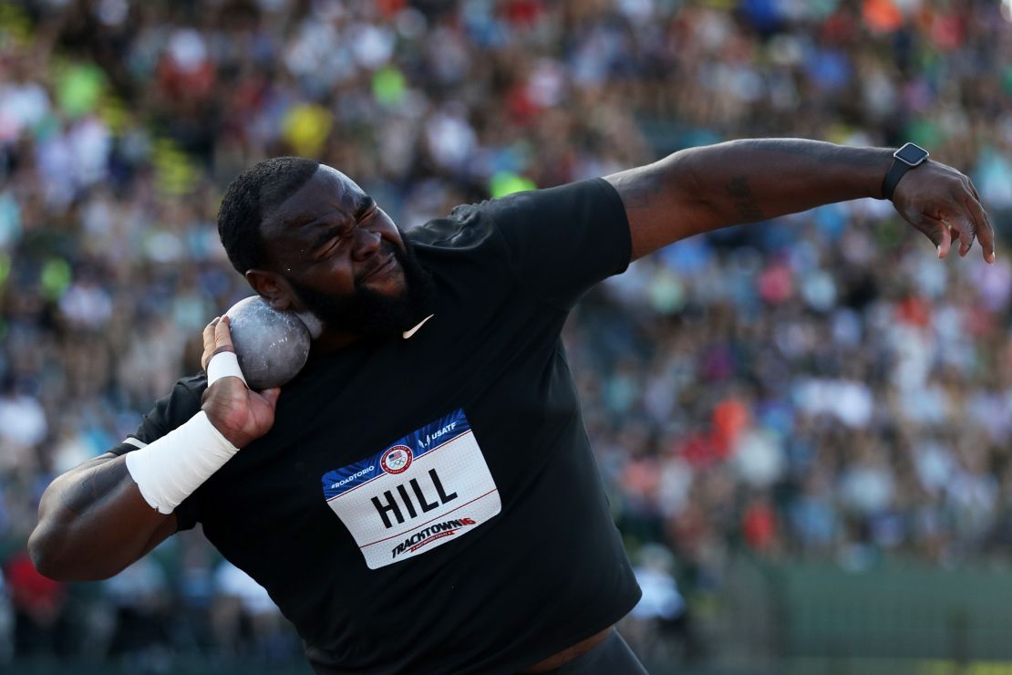 Darrell Hill participates in the Men's Shot Put Final during the 2016 U.S. Olympic Track & Field Team Trials in Eugene, Oregon.  (Photo by Patrick Smith/Getty Images)