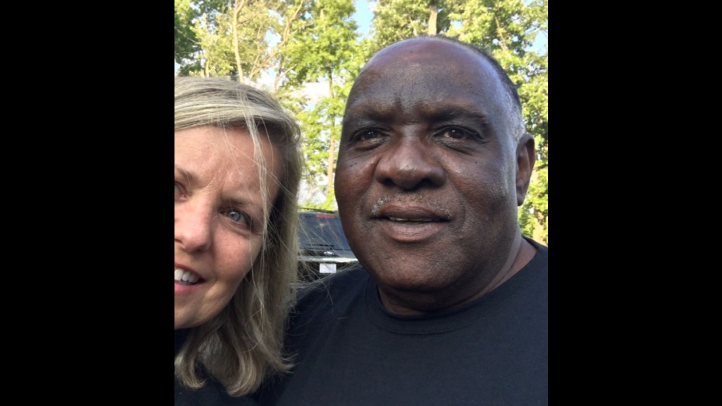 Liz Willock poses with Uber driver Ellis Hill.