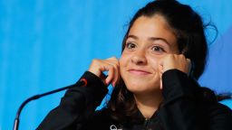 RIO DE JANEIRO, BRAZIL - AUGUST 02:  Syrian swimmer Yusra Mardini of the Refugee Olympic Team attends a press conference on August 2, 2016 in Rio de Janeiro, Brazil.  (Photo by Ker Robertson/Getty Images)