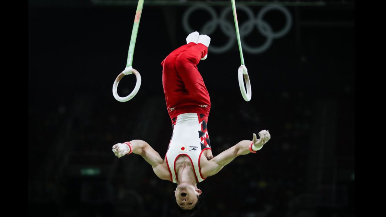 Uchimura Kohei of Japan takes part in the competition of qualification of artistic gymnastics.