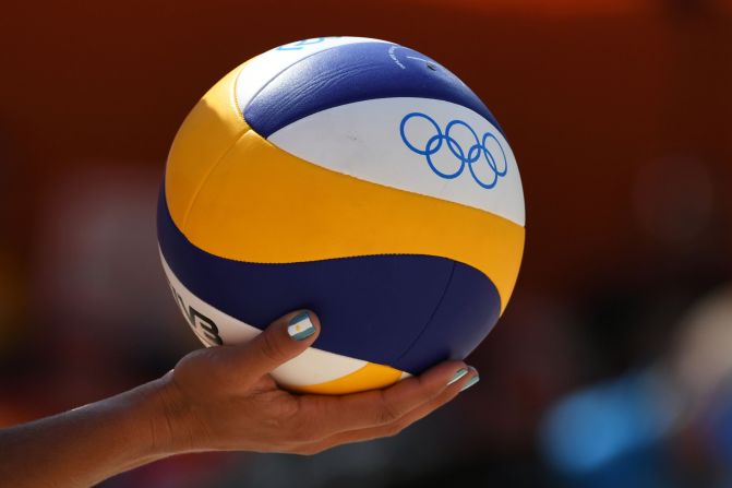 The official ball of  the Rio 2016 Games, which will see 96 athletes compete for gold in the men's and women's events.