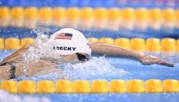 USA's Katie Ledecky competes to break the Olympic record in the Women's 400m Freestyle heats