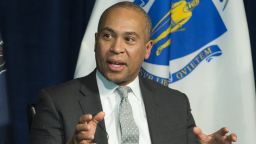 Former Massachusetts Governor Deval Patrick speaks on a panel on leadership during times of crisis at the Newseum in Washington, DC, February 22, 2016. 