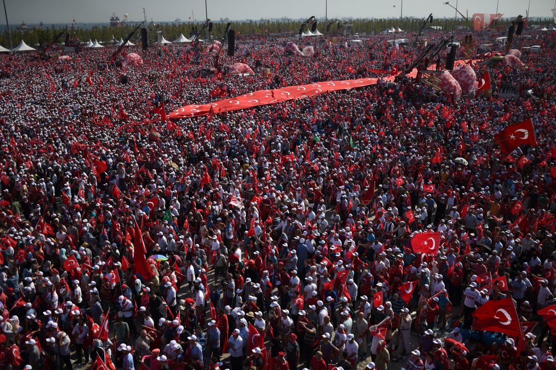 The parade ground in Turkey's largest city, built to hold more than a million people, was a sea of red.