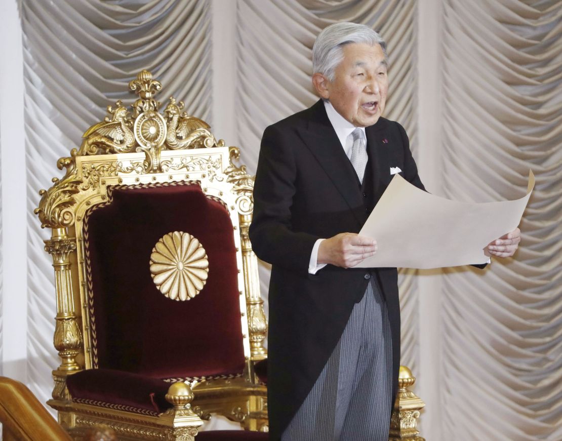 Japanese Emperor Akihito is required by law to serve until death.