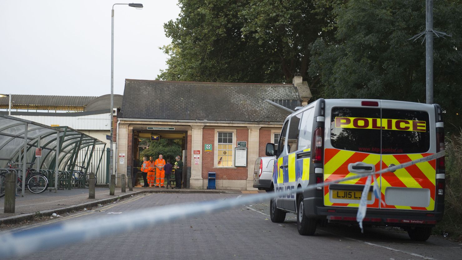 A police cordon outside London's Wandsworth Common Station
