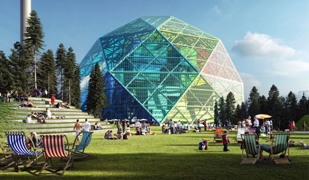 BIG architects designed this creative concept as part of a competition, proposing this technicolor waste-to-energy plant for a location near the impressive Uppsala cathedral in Sweden. 