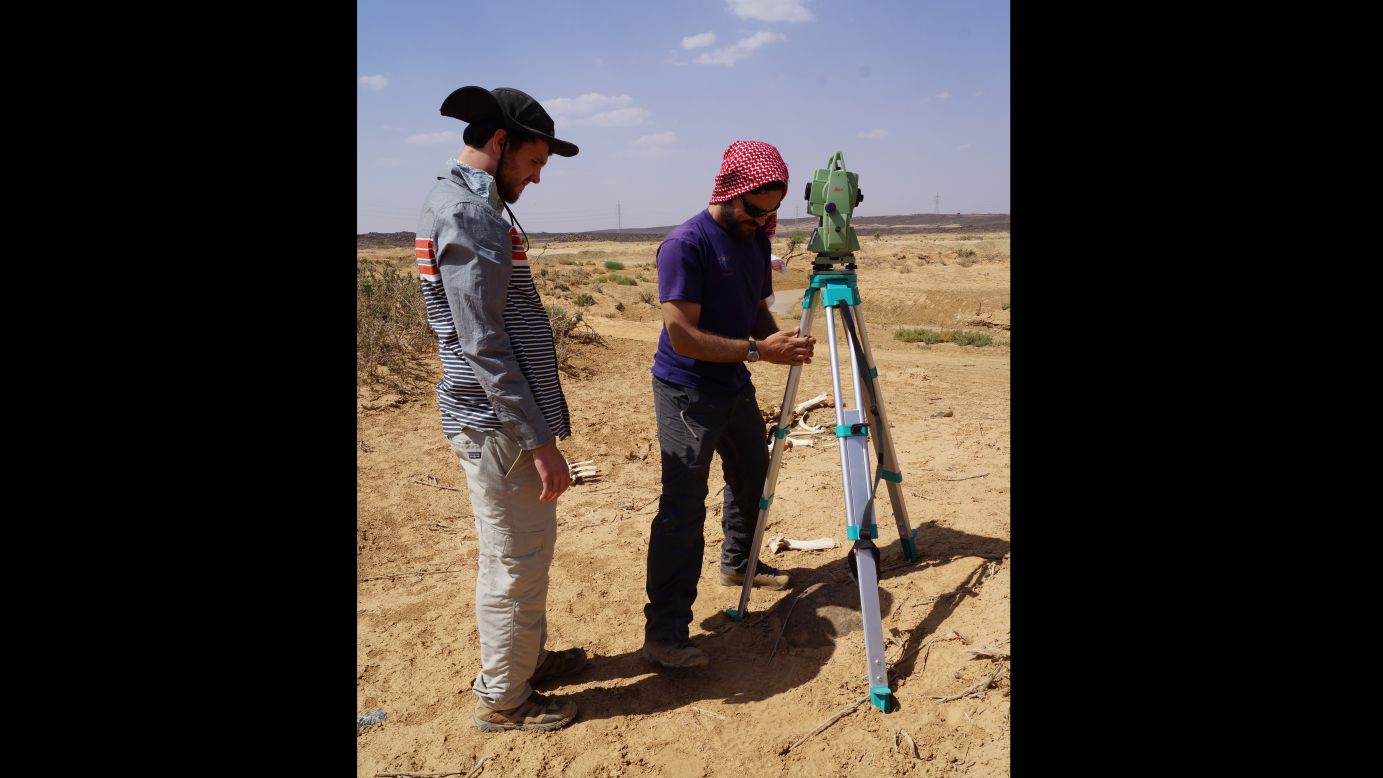 Chris Ames and John Murray survey the area which in ancient times was like a paleolithic bus stop where a wide variety of animals traveled back and forth between Africa and Eurasia.