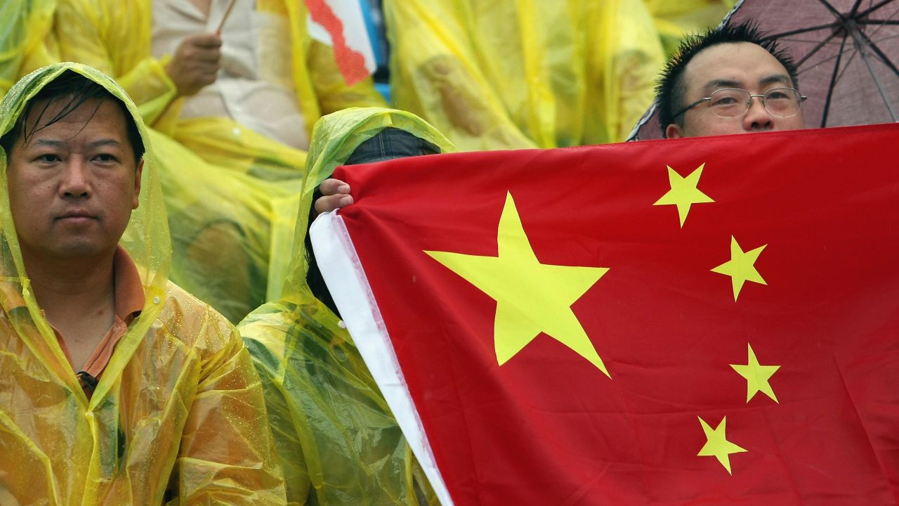 The correct Chinese national flag, displayed by fans at the 2008 Beijing Olympics.