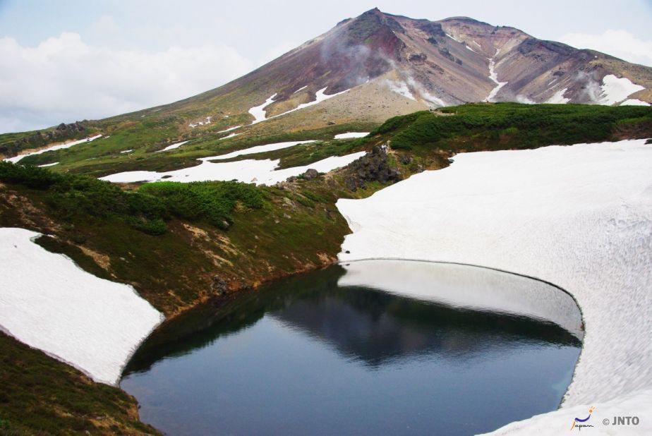 Patches of snow can be found on Mount Asahi, Hokkaido's tallest mountain, all year. 