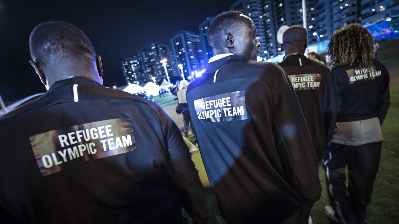 Athletes with the Refugee Olympic Team attend a welcoming ceremony on Wednesday, August 3. Half of the 10-member team is from South Sudan. Two members fled Syria, two left the Democratic Republic of the Congo, and one is originally from Ethiopia. <a href="http://www.cnn.com/2016/08/06/sport/rio-2016-refugee-team-olympics-syria/" target="_blank">Meet the team</a>