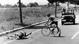 Danish cyclist Knud Enemark Jensen died after falling from his bicycle in the 1960 Rome Olympics. Jensen's body tested positive for amphetamine and Roniacol, a vasodilator. 