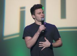 Comedian Jon Rudnitsky performs on stage at Tommy Chong's Birthday Bash at Mack Sennett Studios on May 24, 2016 in Los Angeles, California.  (Photo by Michael Bezjian/Getty Images)