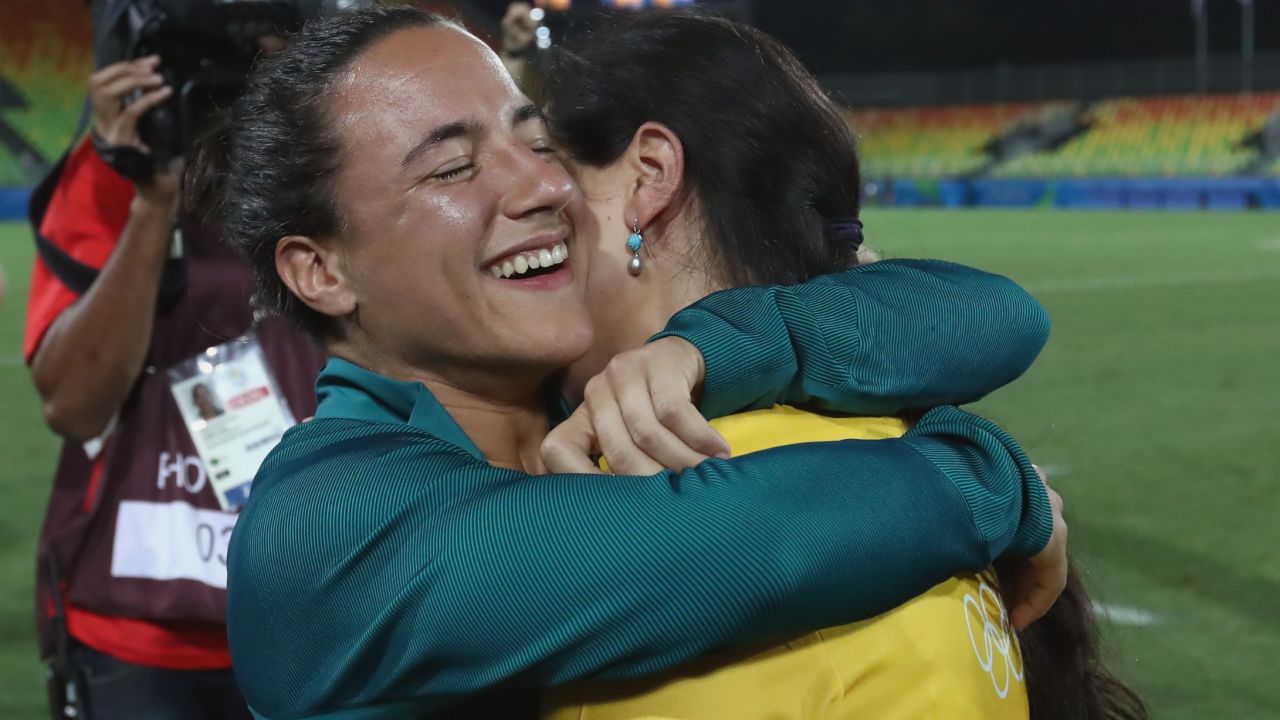 Cerullo, left, and Enya embrace after the proposal.