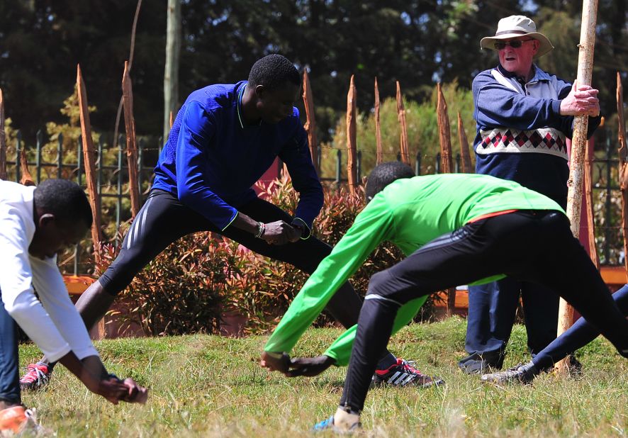 Rudisha trained at the famed running camps of Irish priest Colm O'Connell, pictured right, in Iten. O'Connell is a missionary who arrived in Kenya in the 1970s and became so good at coaching children he was asked to pick the national team. 