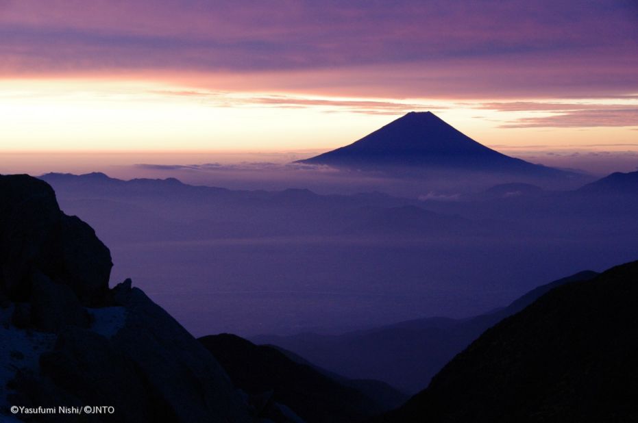 At 3,776.24 meters, Mount Fuji is the highest mountain peak in Japan and one of the most famous in the country.