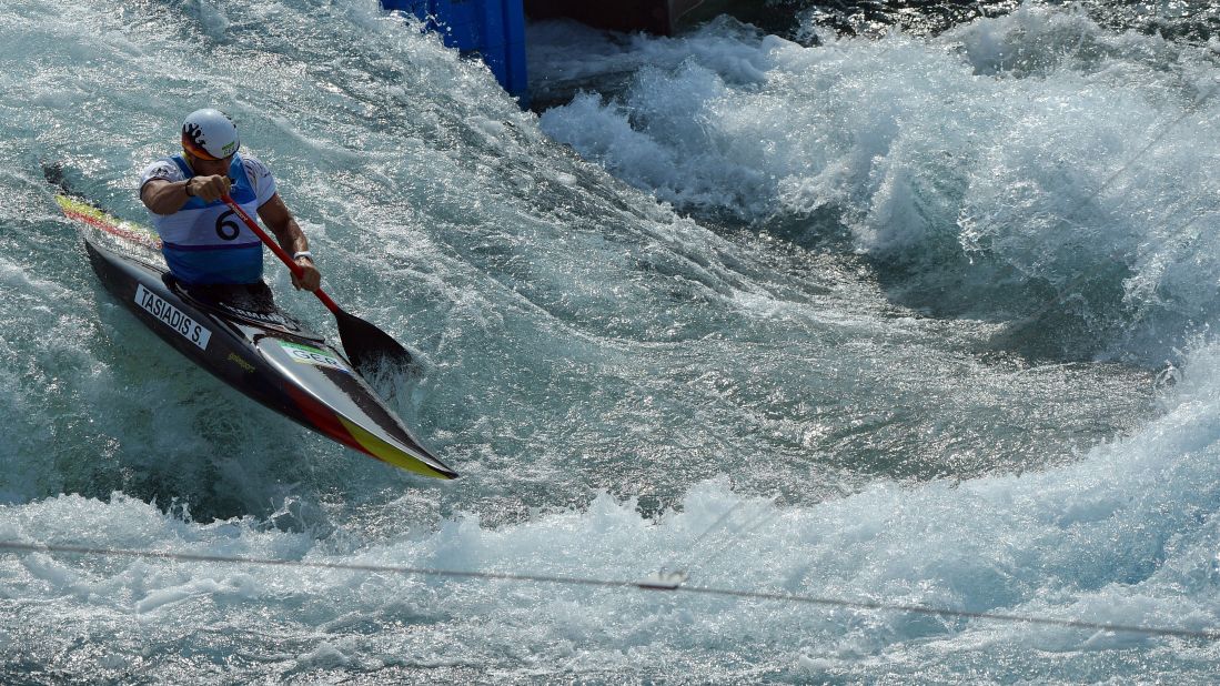 Germany's Sideris Tasiadis competes in the C-1 slalom.