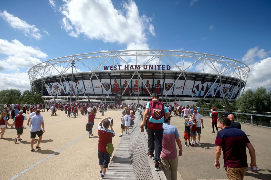 The revamped Olympic Stadium, now occupied by Premier League soccer team West Ham United. 