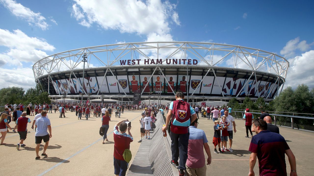 The revamped Olympic Stadium, now occupied by Premier League soccer team West Ham United. 