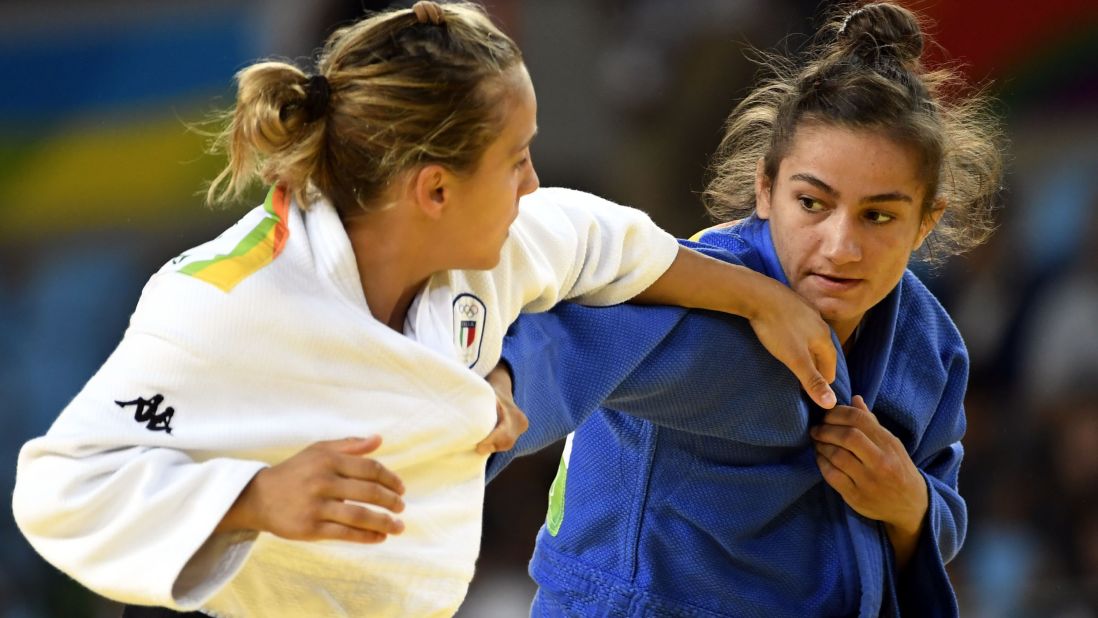 Kosovo's Majlinda Kelmendi, right, defeated Italy's Odette Giuffrida in the 52-kilogram (115-pound) judo final. It is <a href="http://www.cnn.com/2016/08/07/sport/majlinda-kelmendi-kosovo-olympics/index.html" target="_blank">the first Olympic medal</a> in Kosovo history.