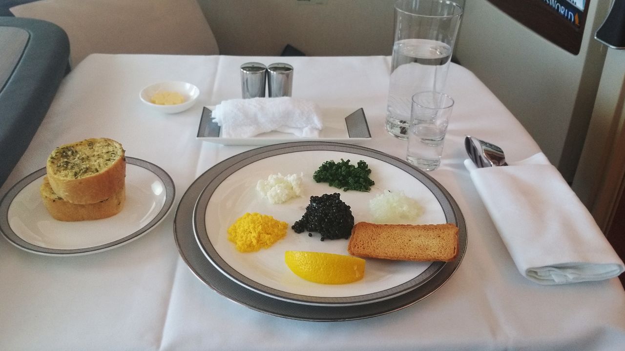 Loukas says, "If you can, take advantage of some of the delicious 'Book the Cook' meals exclusively available for passengers in first class or Suites. It's like dining in your own private restaurant at 35,000 feet." First-class meals aside, Loukas says Singapore Airlines serves the tastiest economy meals too.