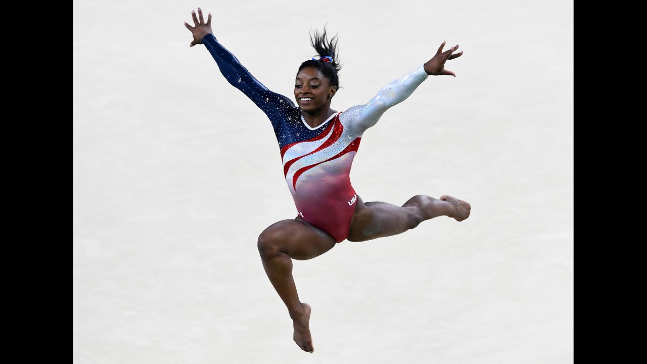 The move that bears her name is part of a spectacular floor exercise maneuver. "The Biles" is a leap through the air that includes three elements: 1. a double layout (a layout is when the body is stretched out fully); 2. a half-twist, when Biles shifts her weight to turn her body; 3. a blind landing. 