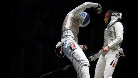 A cell phone <a href="http://www.cnn.com/2016/08/09/sport/french-fencer-drops-phone/" target="_blank">falls out of the pocket of French fencer Enzo Lefort</a> as he competes against Germany's Peter Joppich on Sunday, August 7.