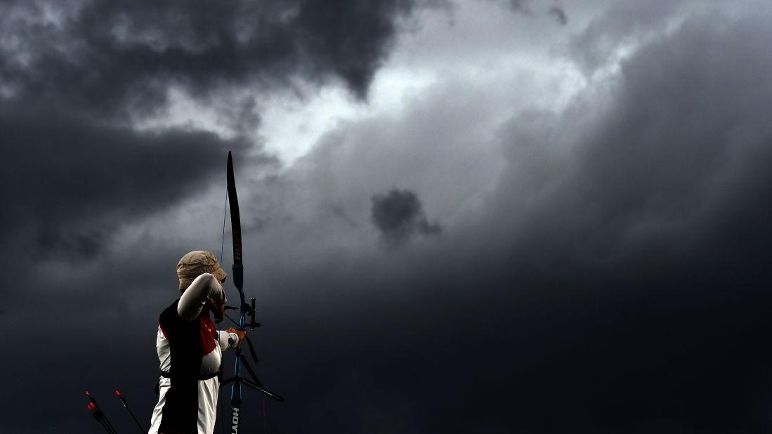 Germany's Lisa Unruh shoots an arrow during the individual archery competition.