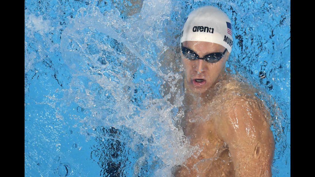 U.S. swimmer Ryan Murphy competes in a preliminary race for the 200-meter backstroke. Murphy won gold in the 100-meter backstroke earlier this week.