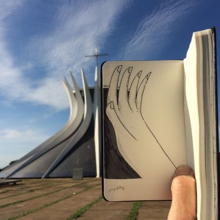 The Cathedral of Brasilia got a high five -- and a nice manicure -- in this photo.