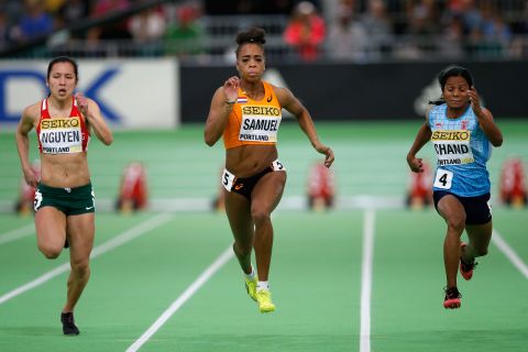 The Court of Arbitration for Sport ruled in Chand's favor, arguing that the IAAF had not proven that testosterone gives athletes an unfair advantage. The IAAF was given two more years to find evidence. Here, Chand (right) competes in the Women's 60 meters heats during the 2016 IAAF World Indoor Championships in Portland, Oregon.