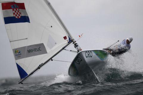 Croatian sailor Tina Mihelic competes in the women's laser radial class.