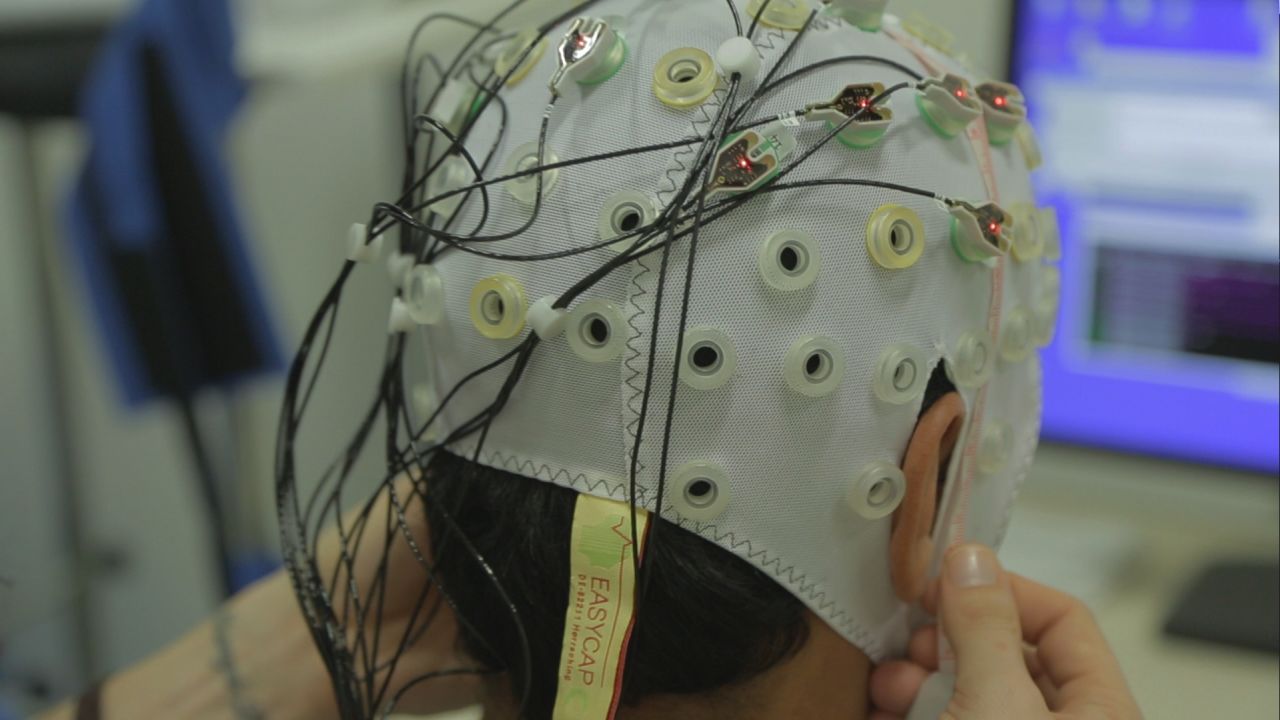 The patients were fitted with caps lined with electrodes that recorded their brain activity. 