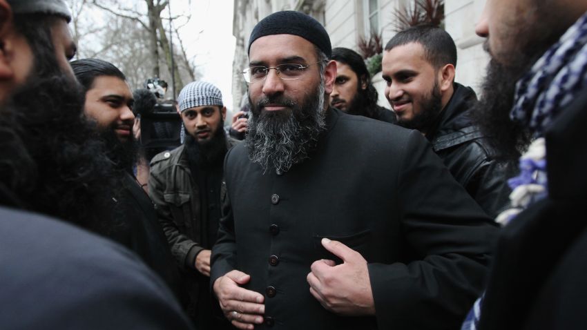 Islam4UK Spokesman Anjem Choudary leaves a press conference in Millbank Studios, London, on January 12, 2010.