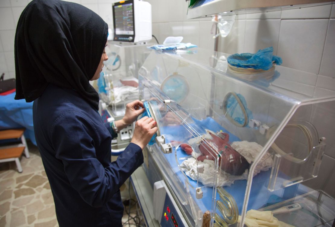 Newborns in incubators are evacuated to a hospital basement following reported government bombardment within a few hundred metres of the medical facility, in eastern Aleppo.