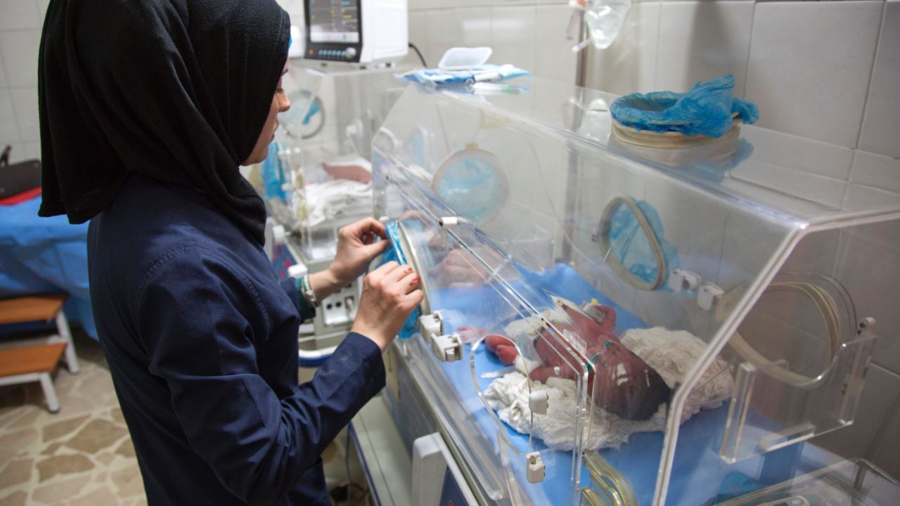Newborns in incubators are evacuated to a hospital basement following reported government bombardment within a few hundred metres of the medical facility, in eastern Aleppo.