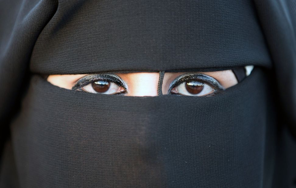 <strong>Niqab: </strong>The full-face veil exposes only the eyes. A Palestinian bride in Jericho wears this one.